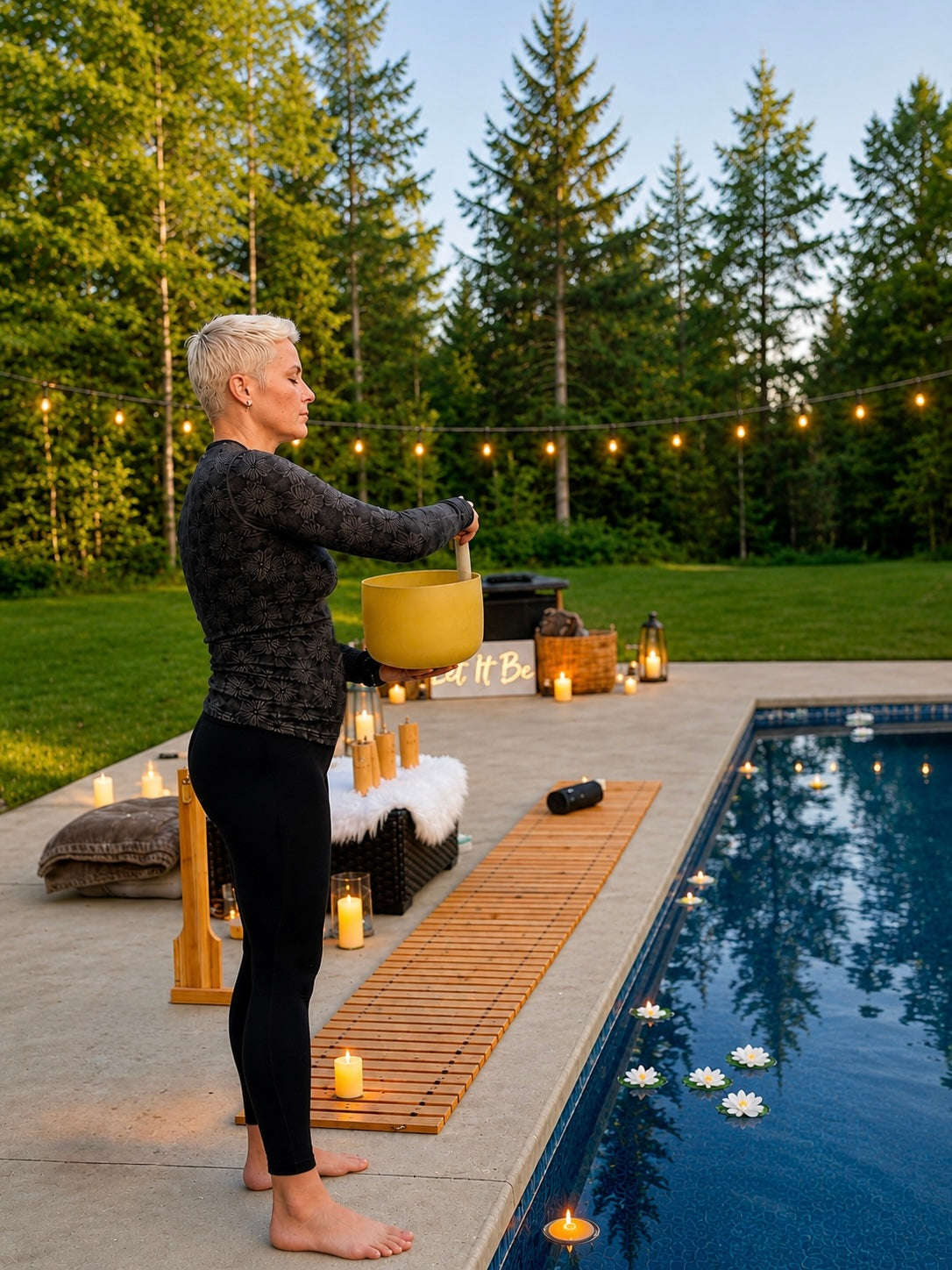 90 min PRIVATE PARTY (5+ people) Pool Meditation + Floating Sound Bath Experience