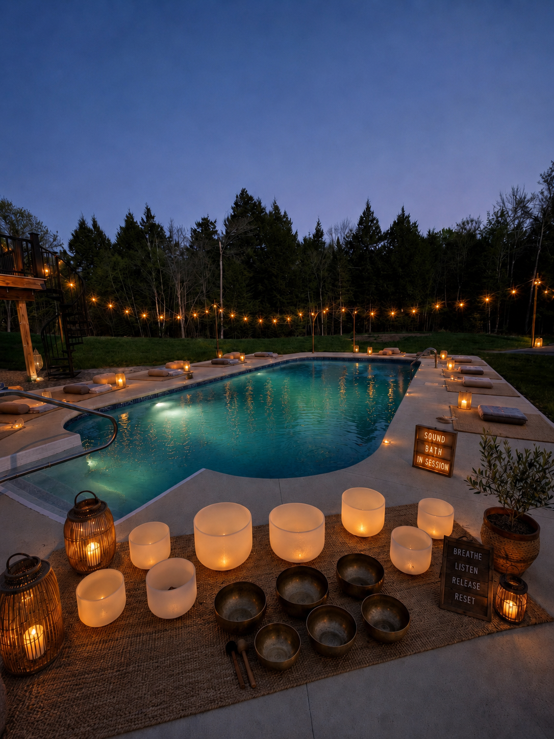 90 min PRIVATE PARTY (5+ people) Pool Meditation + Floating Sound Bath Experience